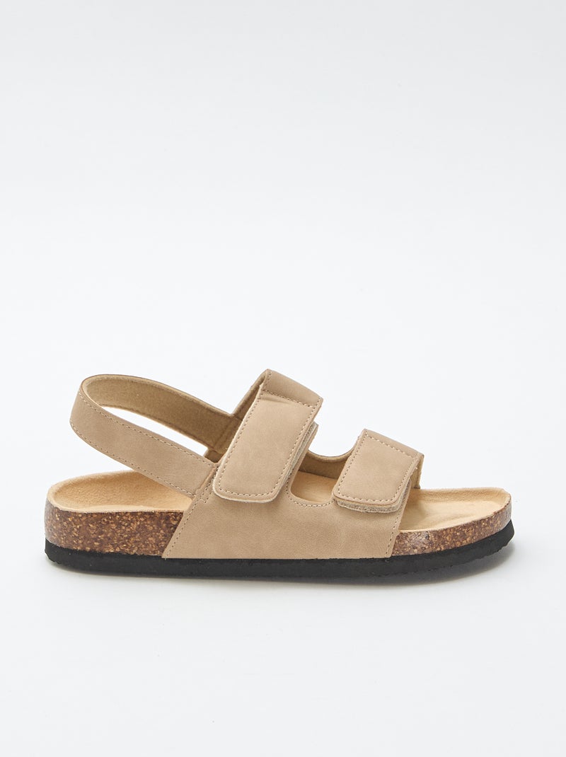 Sandalias con doble tira de velcro Beige - Kiabi