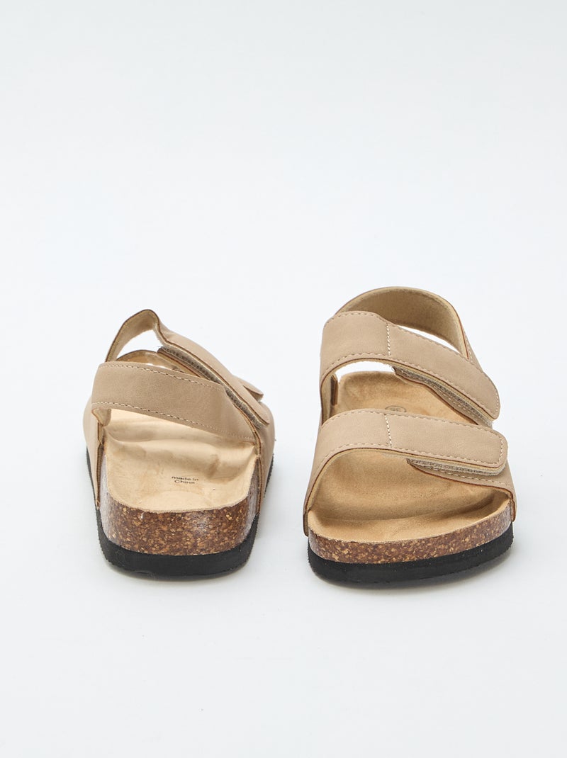 Sandalias con doble tira de velcro Beige - Kiabi
