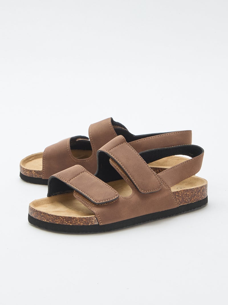 Sandalias con doble tira de velcro Marron - Kiabi