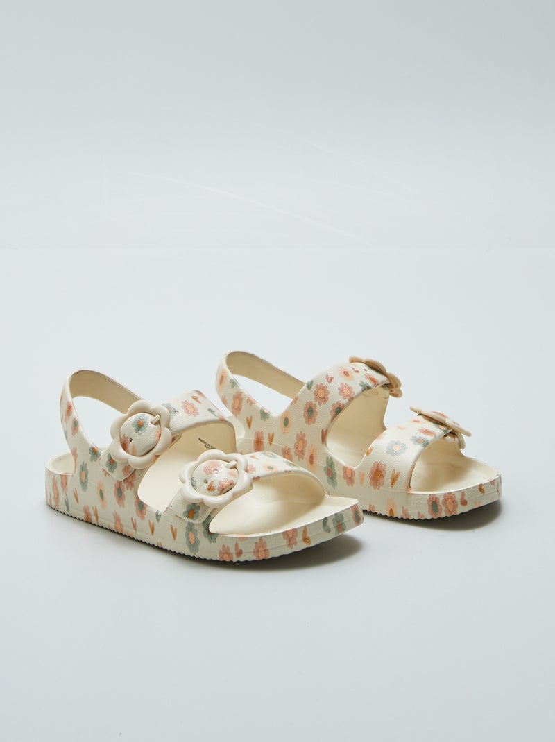 Sandalias con doble tira estampadas BEIGE - Kiabi