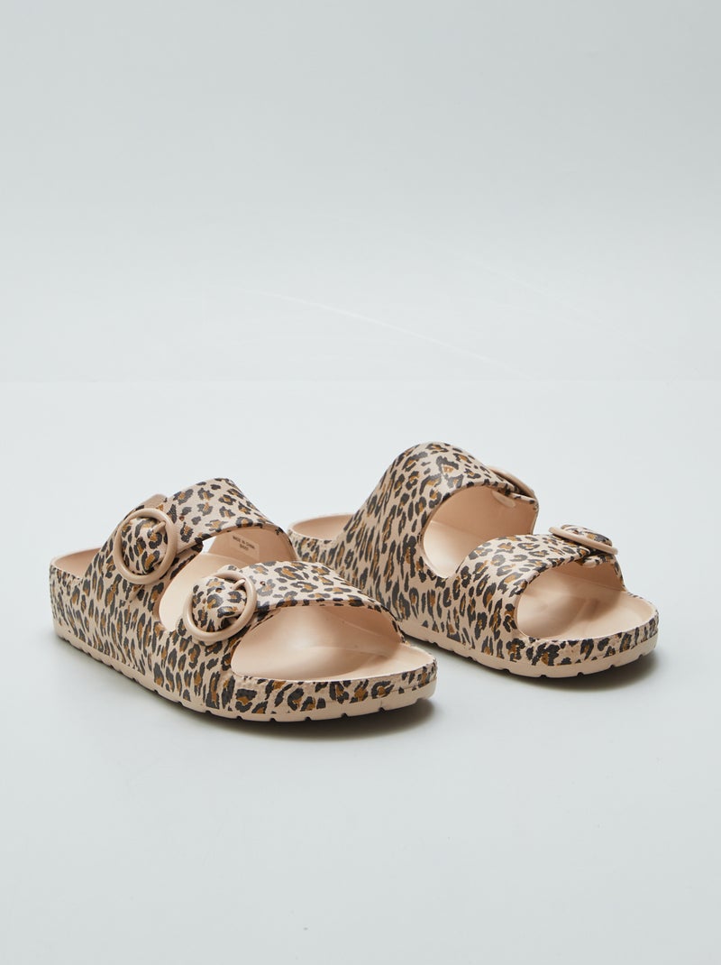 Sandalias con dos tiras beige - Kiabi