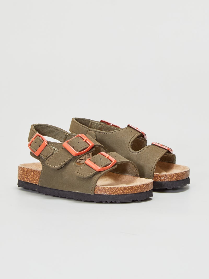 Sandalias con dos tiras caqui - Kiabi