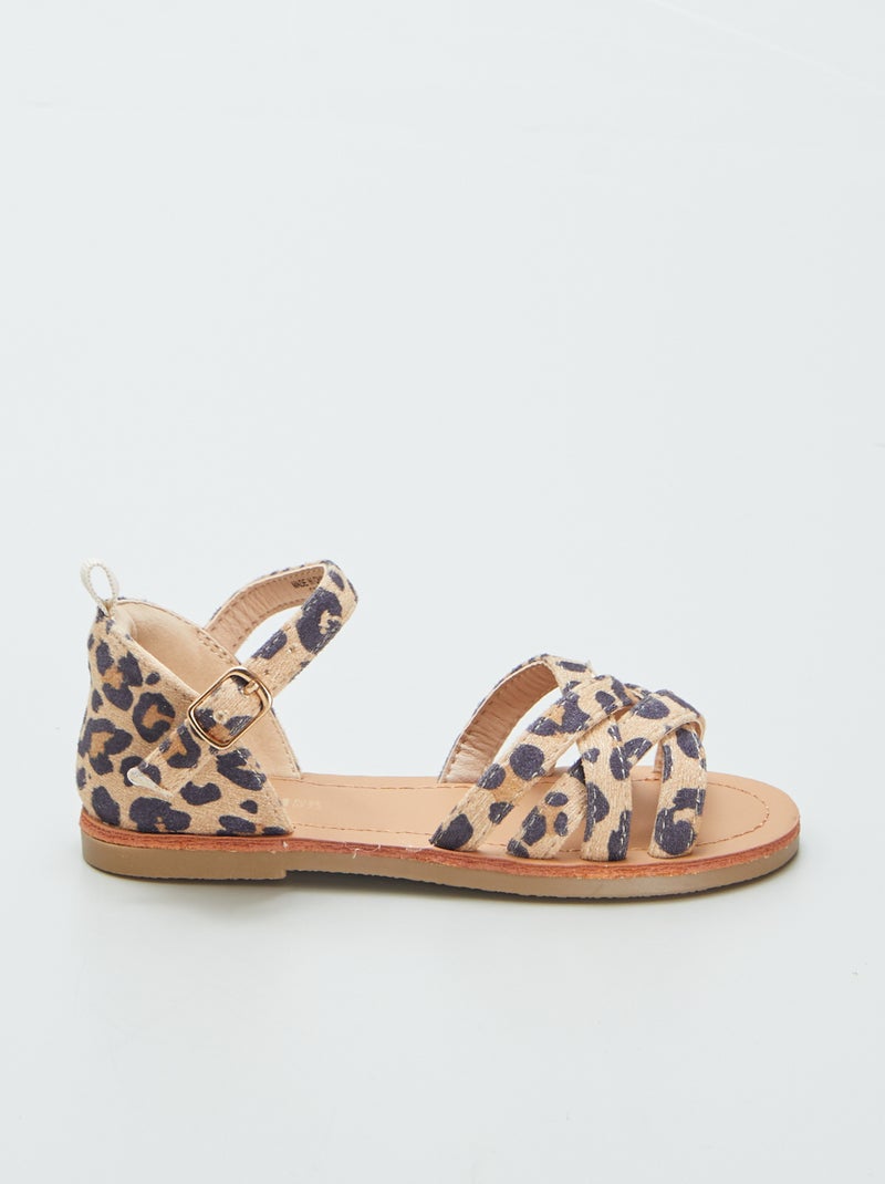 Sandalias con estampado de leopardo MARRON - Kiabi