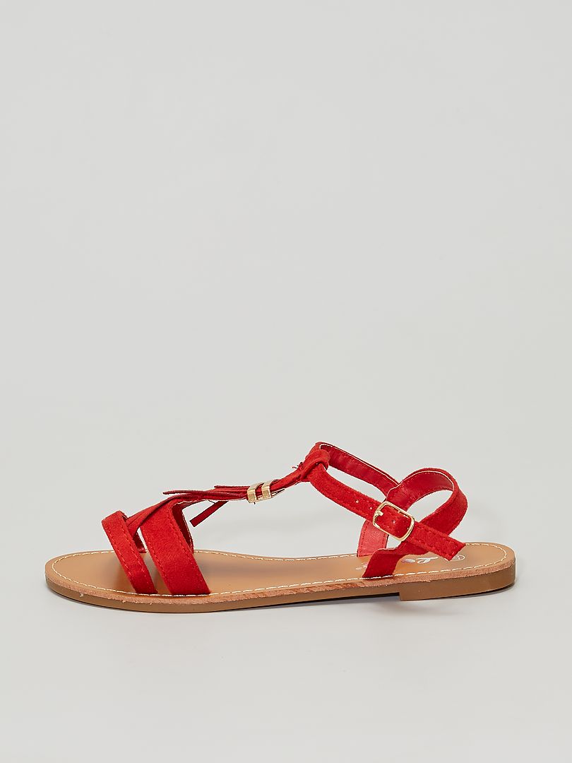 Sandalias con flecos rojo - Kiabi