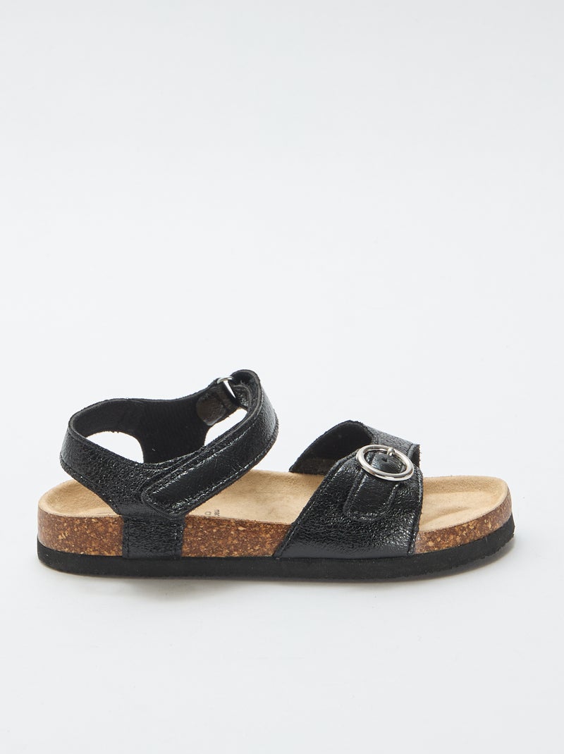 Sandalias con hebilla redonda Negro - Kiabi