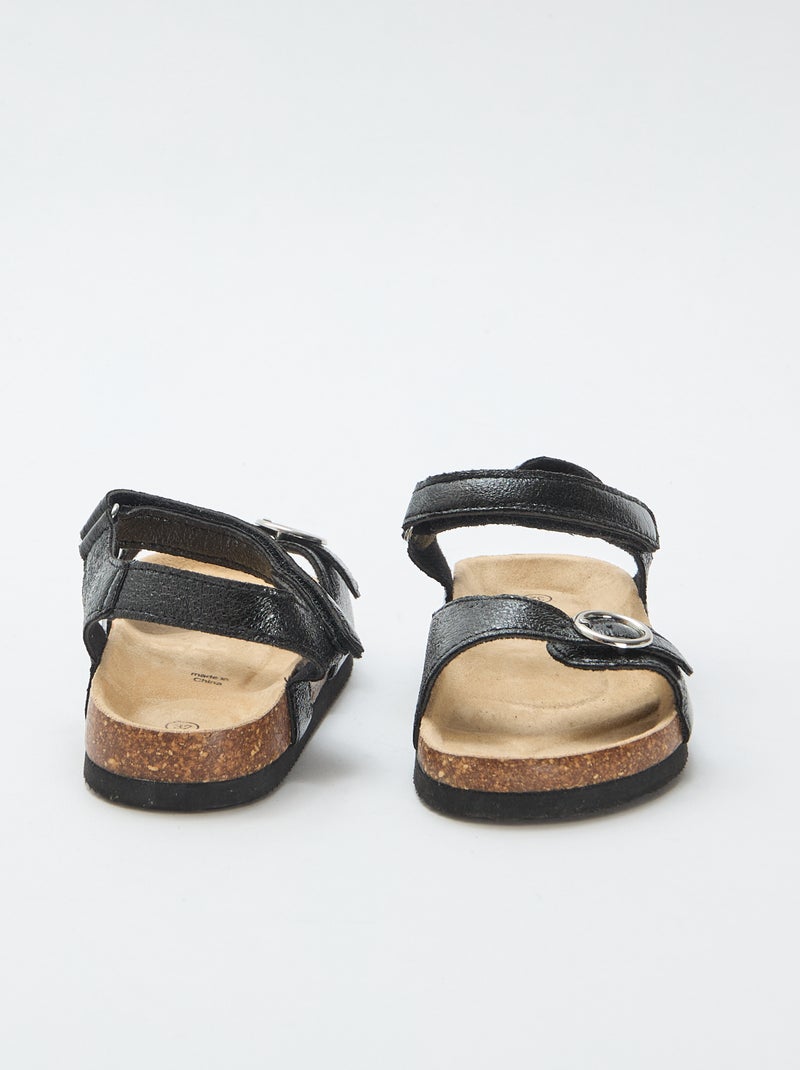 Sandalias con hebilla redonda Negro - Kiabi
