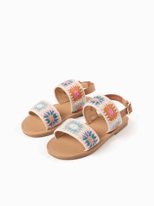 Sandalias con motivo floral de ganchillo - Kiabi