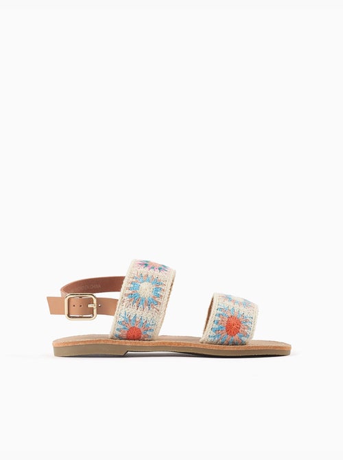 Sandalias con motivo floral de ganchillo - Kiabi