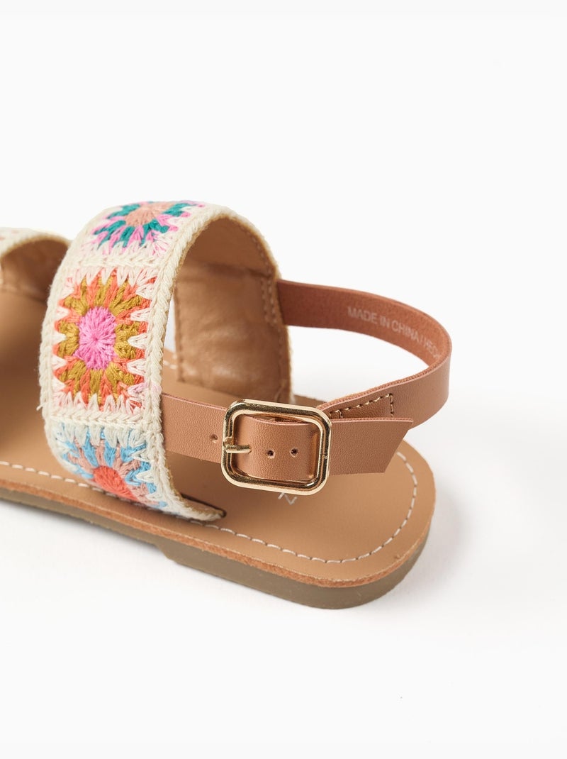 Sandalias con motivo floral de ganchillo Beige - Kiabi