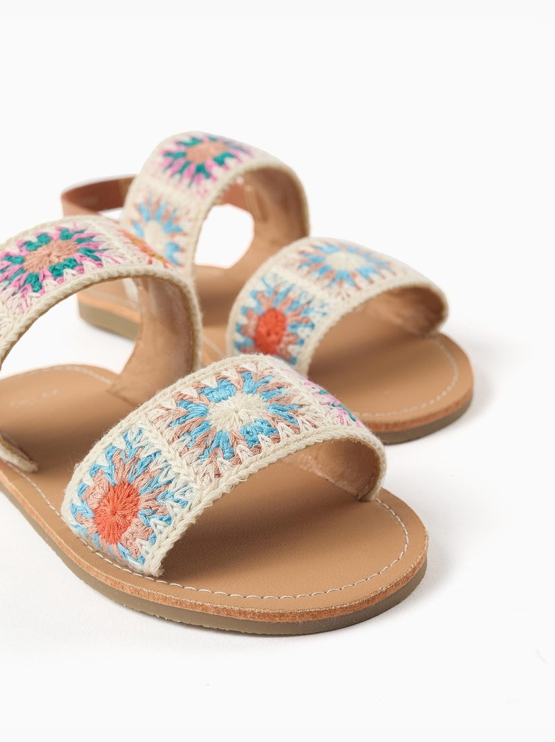 Sandalias con motivo floral de ganchillo Beige - Kiabi