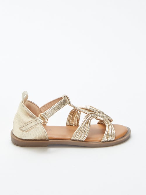 Sandalias con múltiples tiras doradas con velcros - Kiabi