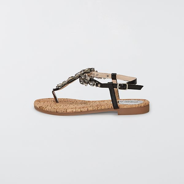 Sandalias con pedrería Mujer talla 34 a 48 - negro - Kiabi - 15,00€