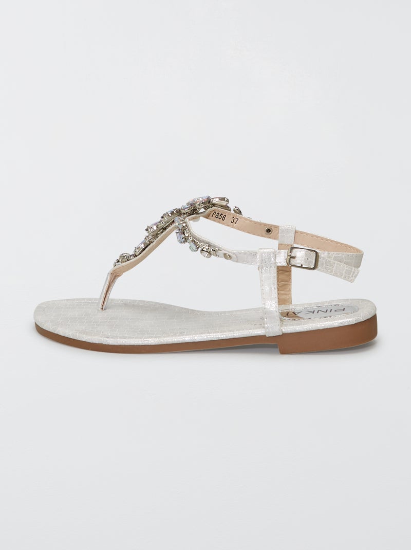 Sandalias con pedrería plata - Kiabi