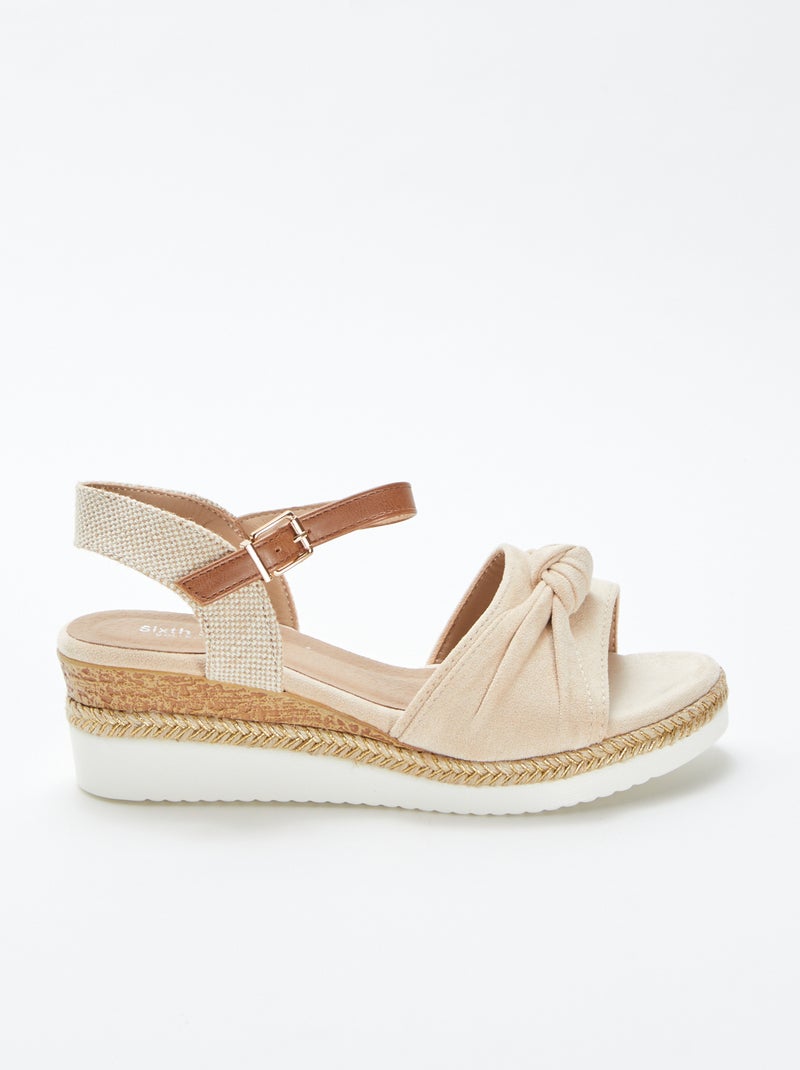 Sandalias con plataforma con borde de la suela de esparto BEIGE - Kiabi