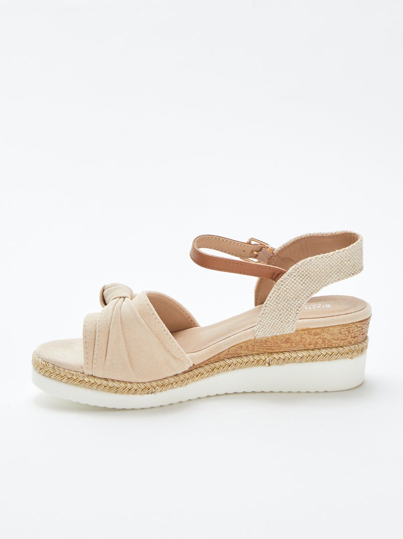 Sandalias con plataforma con borde de la suela de esparto BEIGE - Kiabi