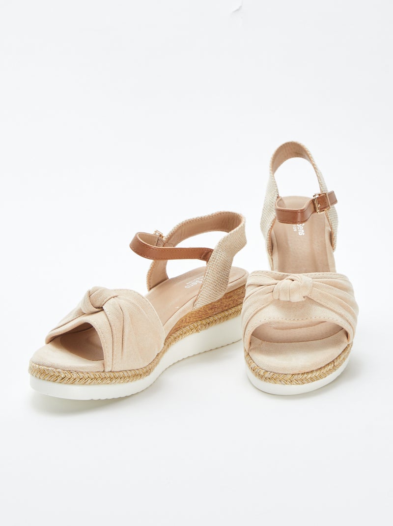 Sandalias con plataforma con borde de la suela de esparto BEIGE - Kiabi