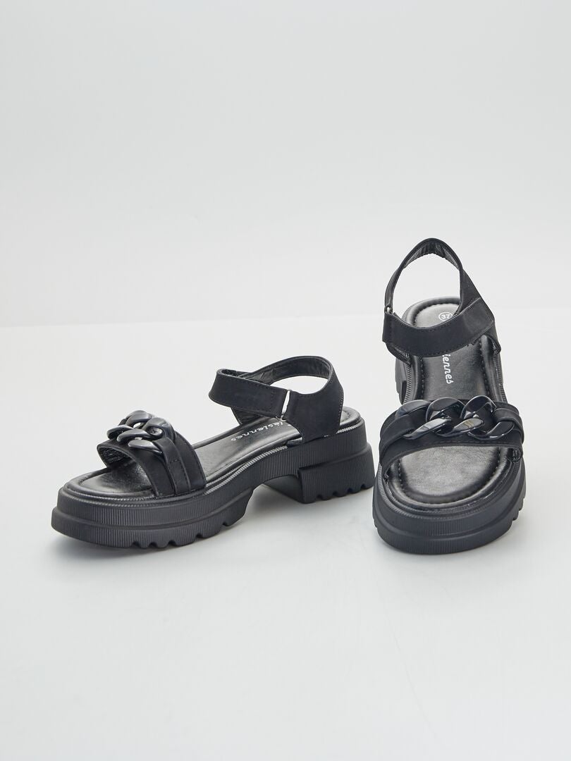 Sandalias con plataforma negro - Kiabi