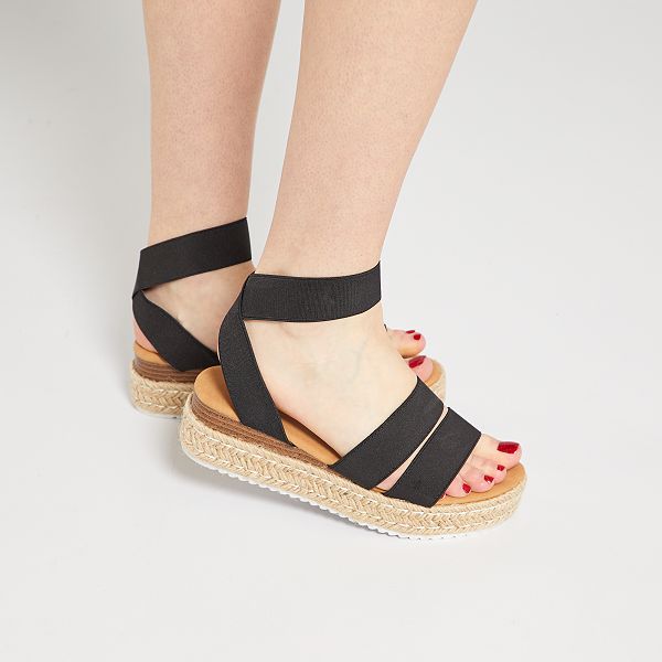 Sandalias con plataforma Mujer talla 34 a 48 - NEGRO - Kiabi - 24,00€