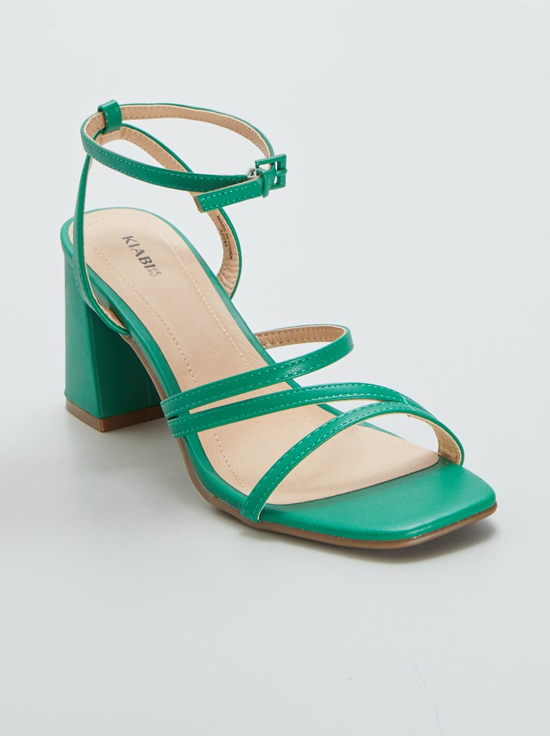 Sandalias con tacón cuadrado con tiras VERDE - Kiabi