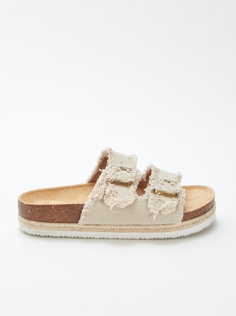 Sandalias con tela y flecos BEIGE - Kiabi