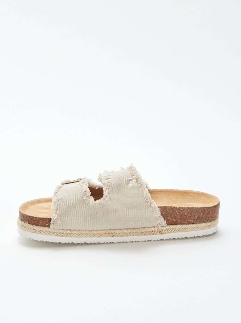 Sandalias con tela y flecos BEIGE - Kiabi