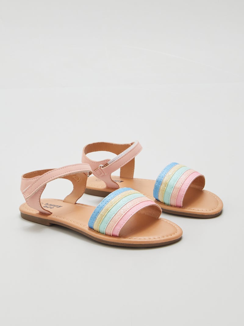Sandalias con tira arcoíris ROSA - Kiabi