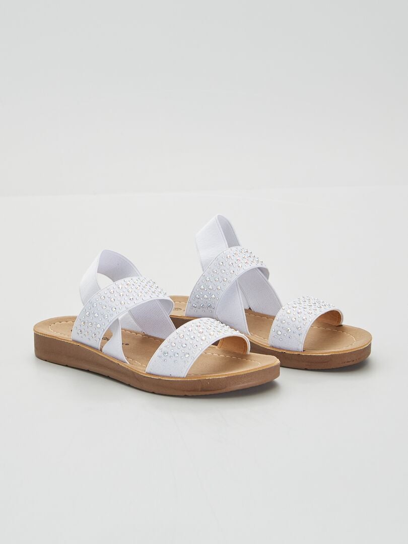 Sandalias con tira elástica de strass blanco - Kiabi