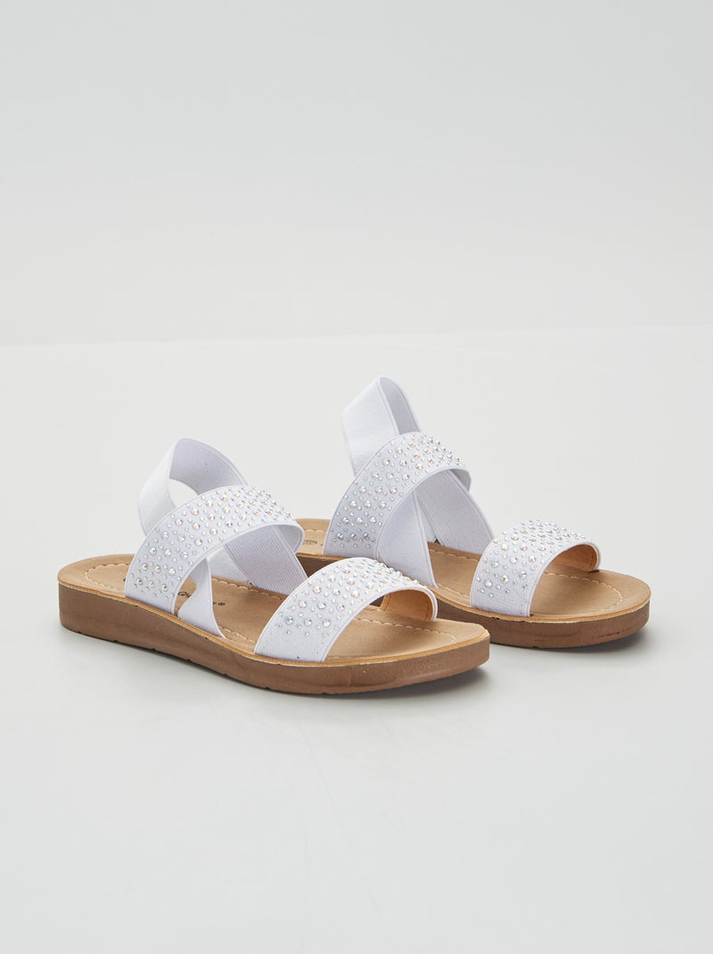 Sandalias con tira elástica de strass blanco - Kiabi