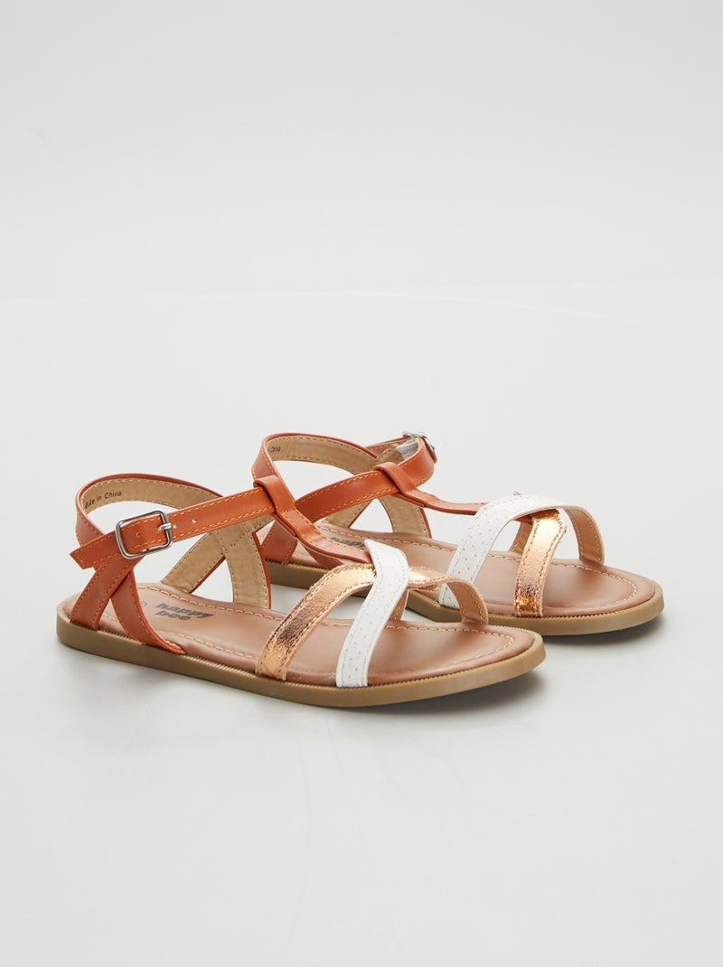 Sandalias con tiras castaño - Kiabi