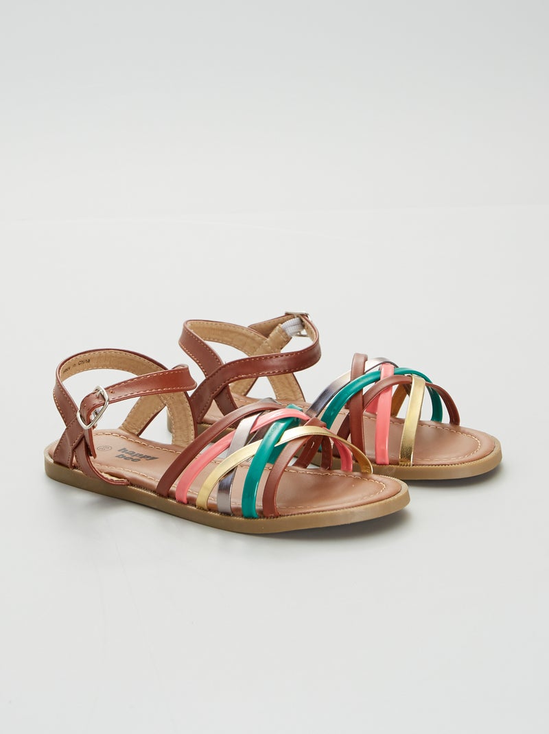 Sandalias con tiras castaño - Kiabi