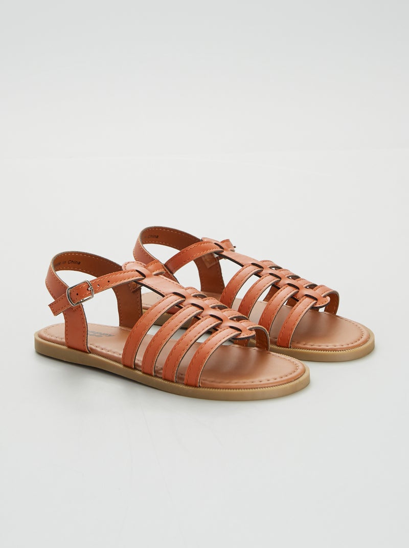 Sandalias con tiras castaño - Kiabi