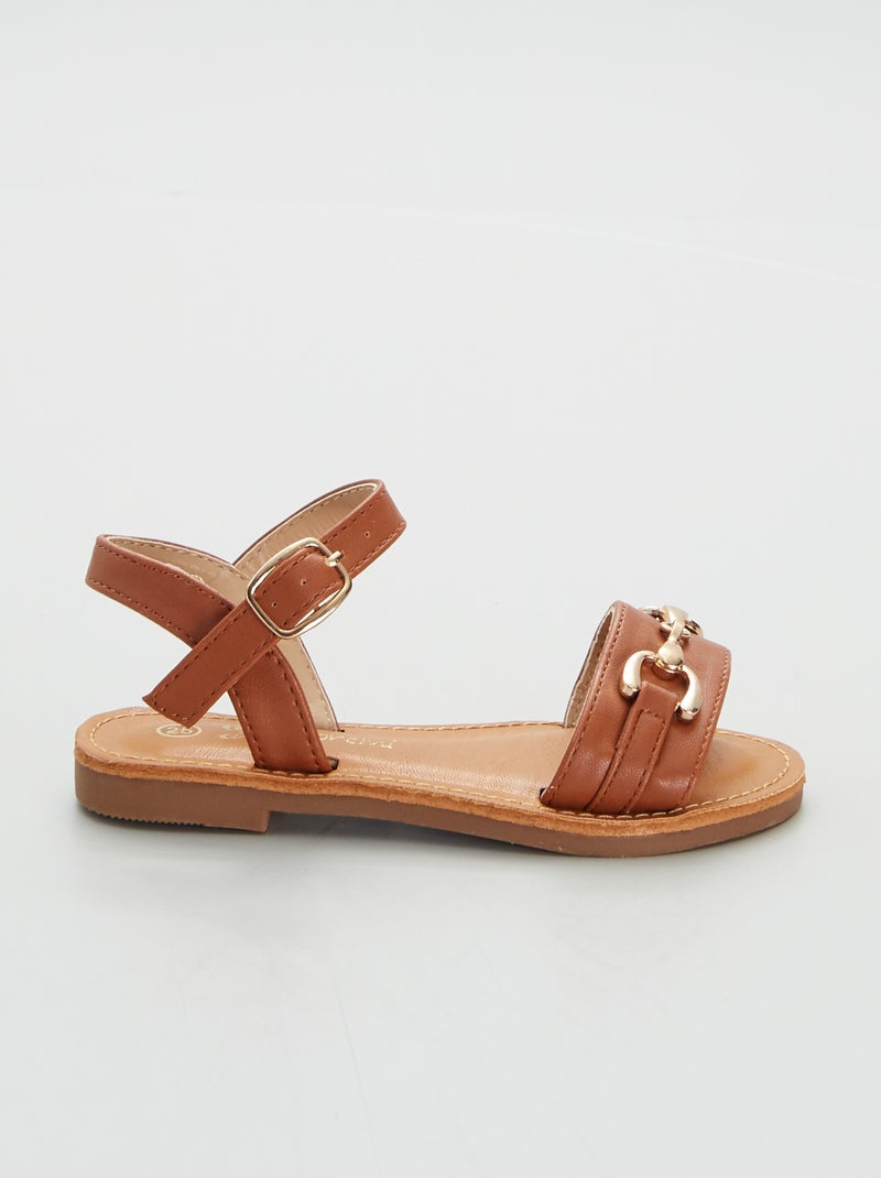Sandalias con tiras con pedrería camello - Kiabi
