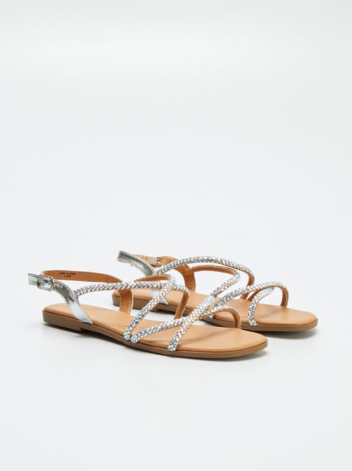 Sandalias con tiras cruzadas con strass - Kiabi
