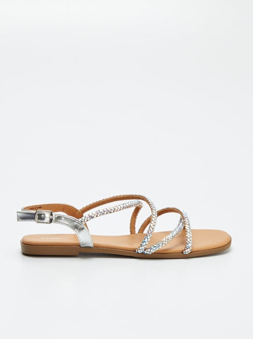 Sandalias con tiras cruzadas con strass - Kiabi