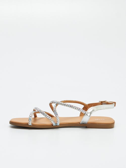 Sandalias con tiras cruzadas con strass - Kiabi