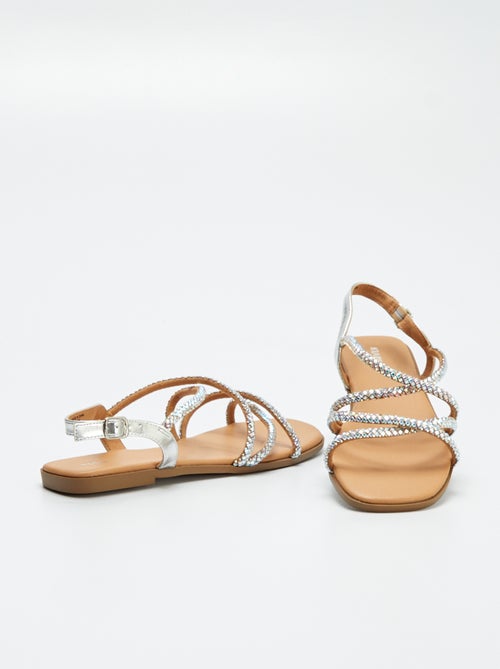 Sandalias con tiras cruzadas con strass - Kiabi