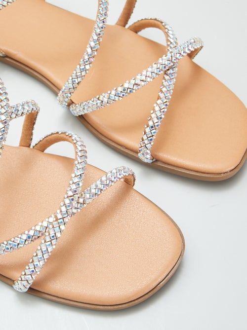 Sandalias con tiras cruzadas con strass - Kiabi