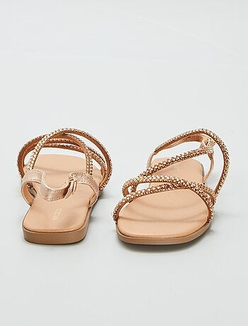 Sandalias con tiras cruzadas con strass
