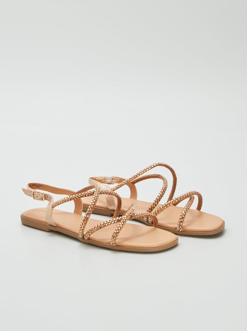 Sandalias con tiras cruzadas con strass - Kiabi