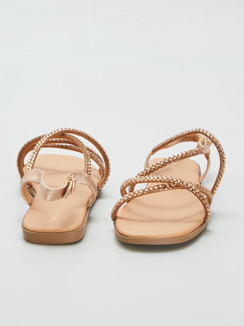 Sandalias con tiras cruzadas con strass - Kiabi