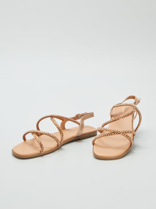 Sandalias con tiras cruzadas con strass - Kiabi