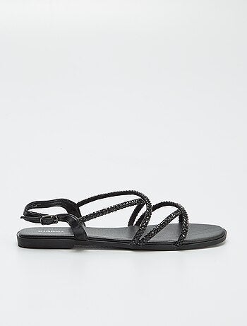 Sandalias con tiras cruzadas con strass