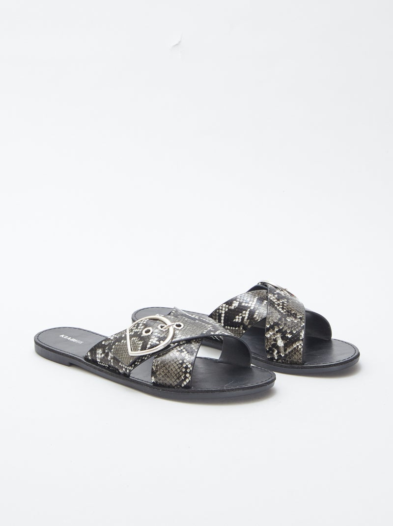 Sandalias con tiras cruzadas y estampado GRIS - Kiabi