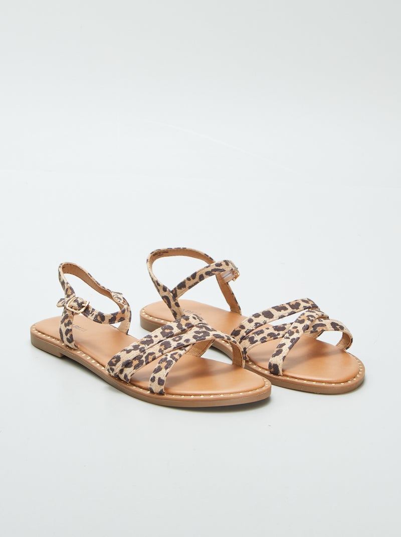 Sandalias con tiras de leopardo MARRON - Kiabi