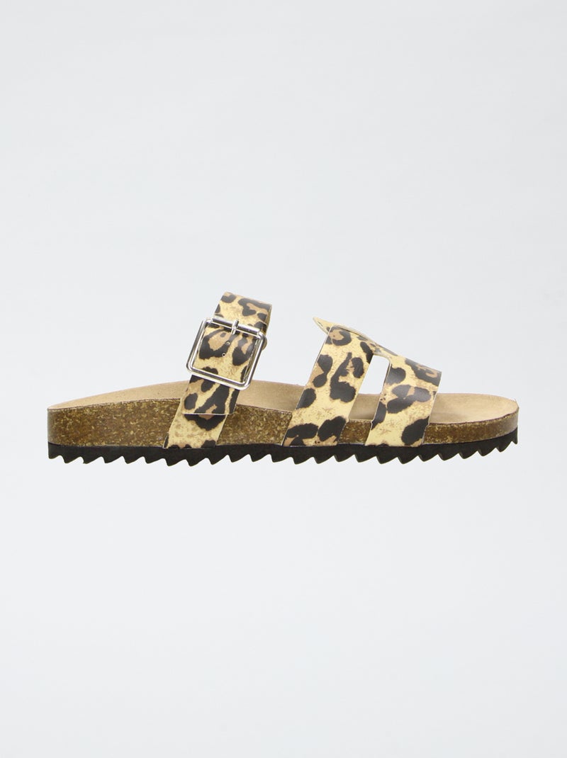 Sandalias con tiras de leopardo Marron - Kiabi