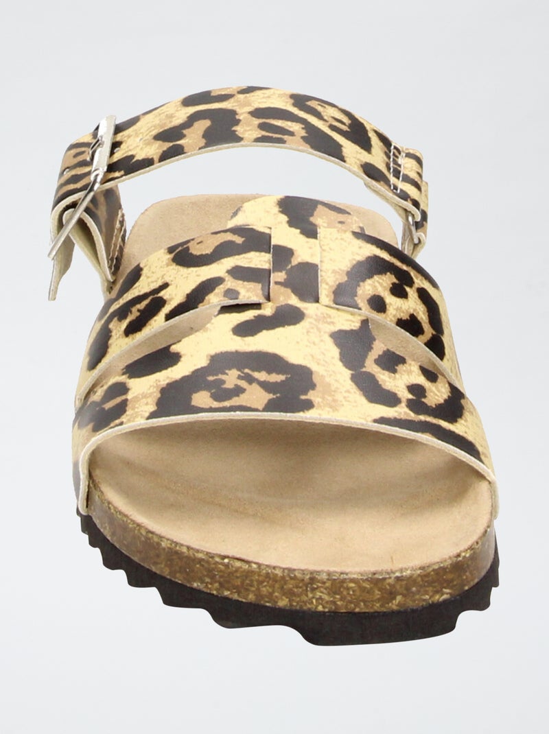 Sandalias con tiras de leopardo Marron - Kiabi