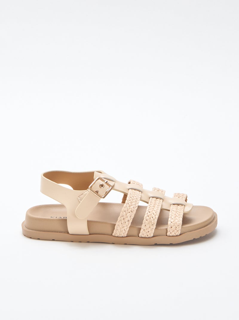 Sandalias con tiras de paja Beige - Kiabi