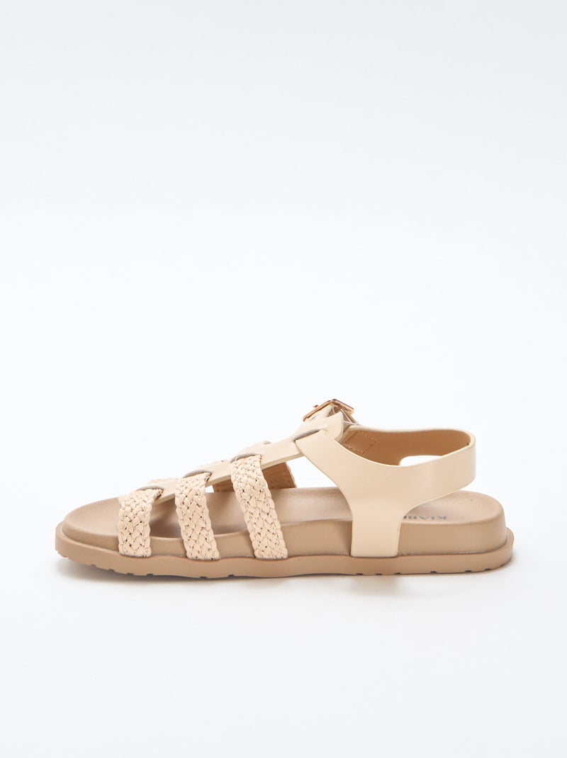 Sandalias con tiras de paja Beige - Kiabi