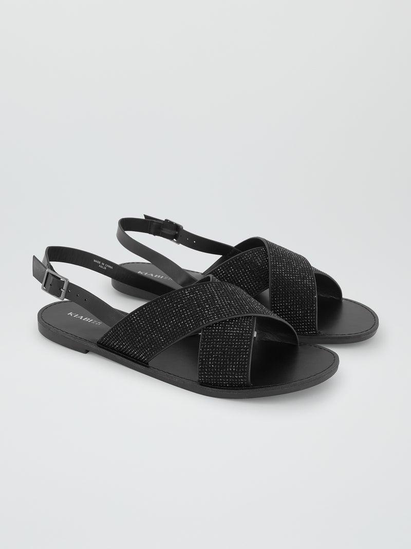 Sandalias con tiras de strass NEGRO - Kiabi