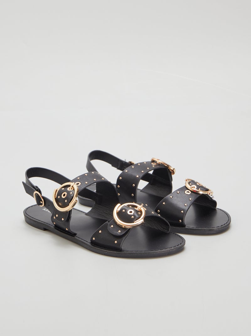 Sandalias con tiras de tachuelas negro - Kiabi